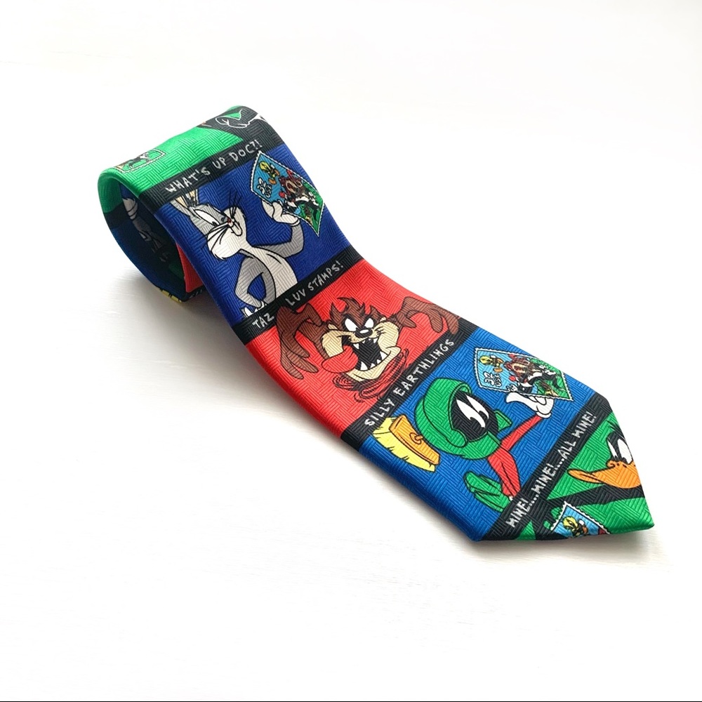 Vintage 1997 Warner Bros Looney Tunes Stamp Collection Postal Service Tie
